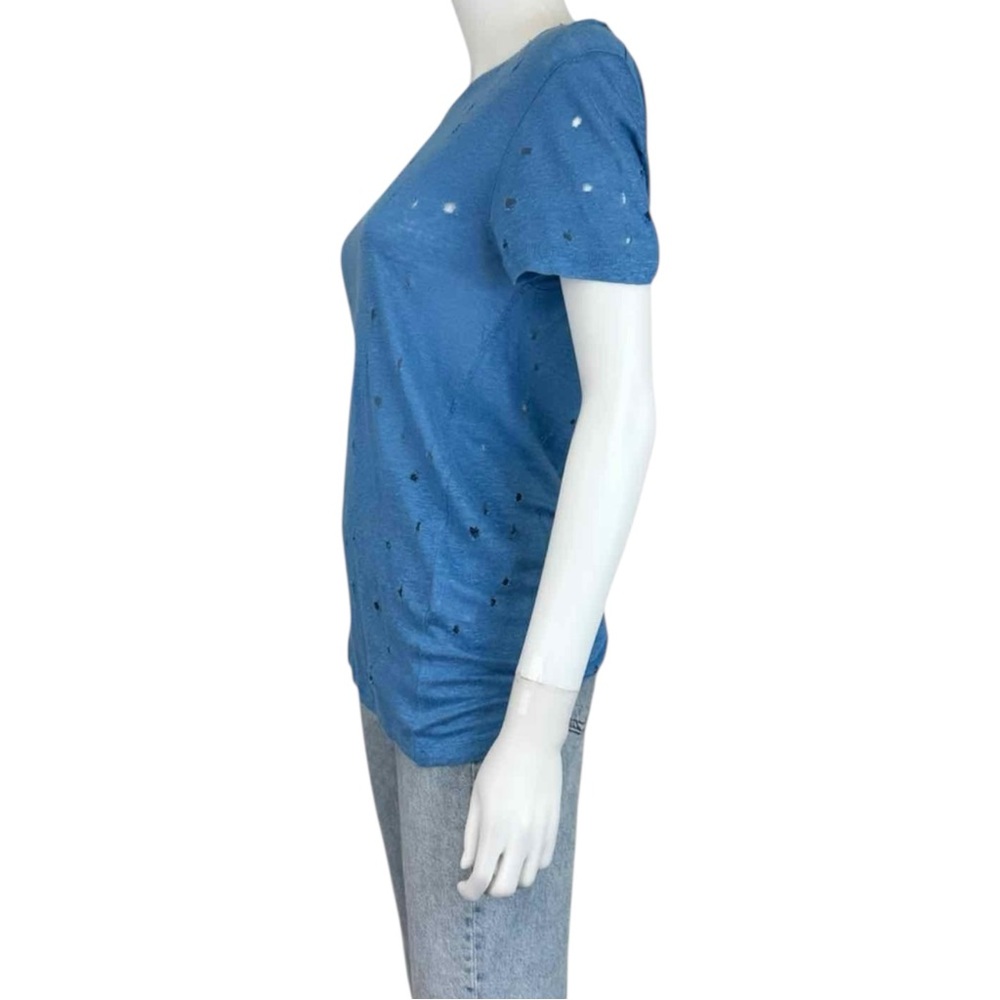 IRO Blue Distressed 100% Linen Top Size XS - Picture 2 of 8